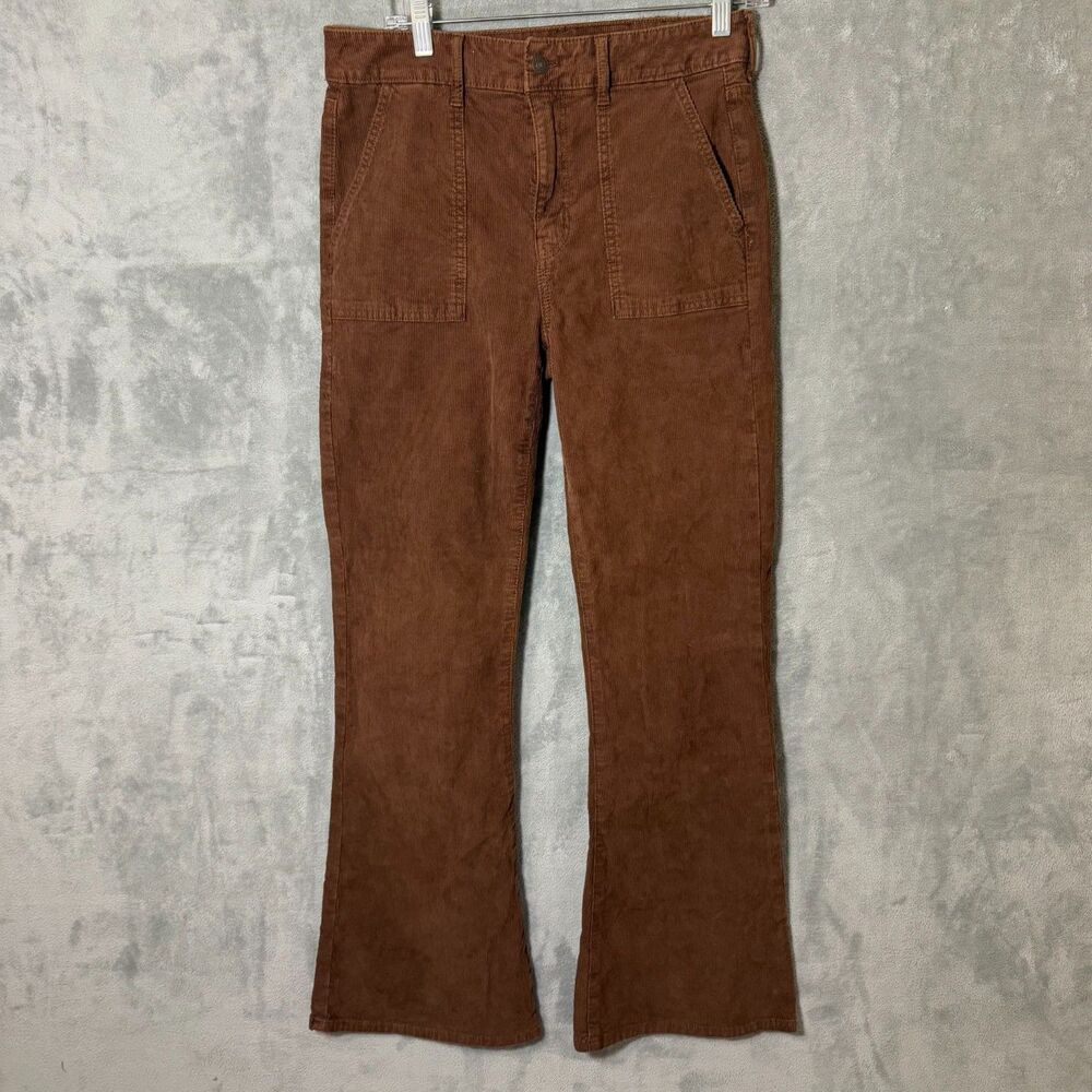 American Eagle Women Bootcut Corduroy Pants Sz 8 Brown Stretch Acadamia Preppy